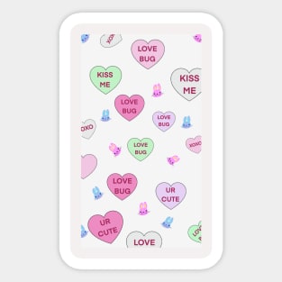 Happy Valentines Day Candy Conversation Hearts Love Bug Sticker
